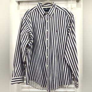 Men’s Vintage Ralph Lauren Cotton/ Linen Striped Button Down Shirt Sz XL